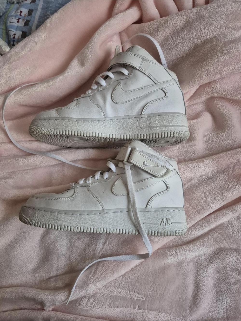 Nike Cream/White Mid-Top Sneakers with Ankle Strap